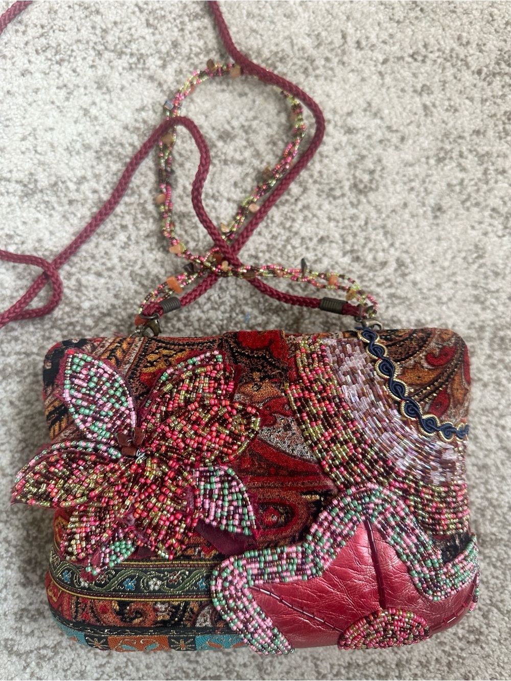 Prezzo Multi-colored Ornamented Artsy Clutch or Bag